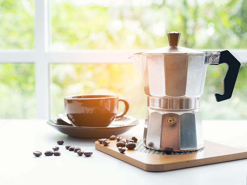 Cup and Bid silver coffee pot on Desktop