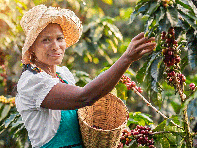 Donna-africana-raccoglie-caffè-in-piantagione-76323